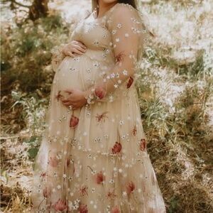 ELESTORY Autumn Blossom Dress, XXL Maternity / Boho / Unique Wedding Dress